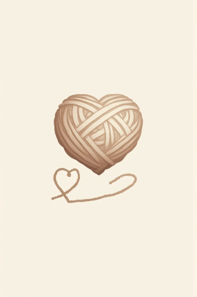Logo for a craft company "Amor pelo Croche", ball of wool drawn with a piece of thread loose and forming a heart, Symmetry, modern