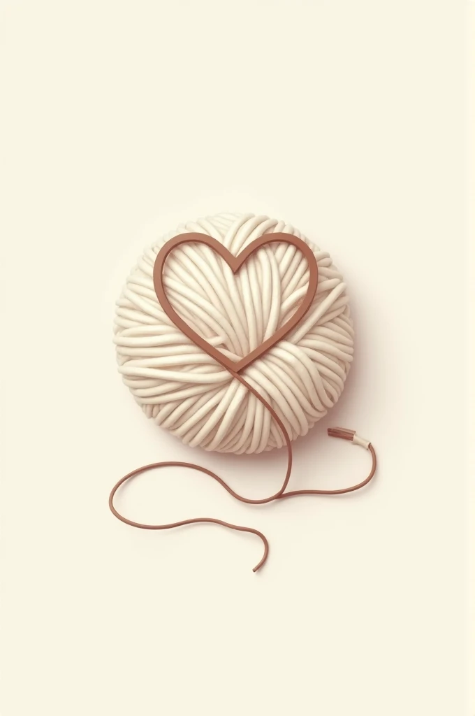 Logo for a craft company "Amor pelo Croche", ball of wool drawn with a piece of thread loose and forming a heart, Symmetry, modern
