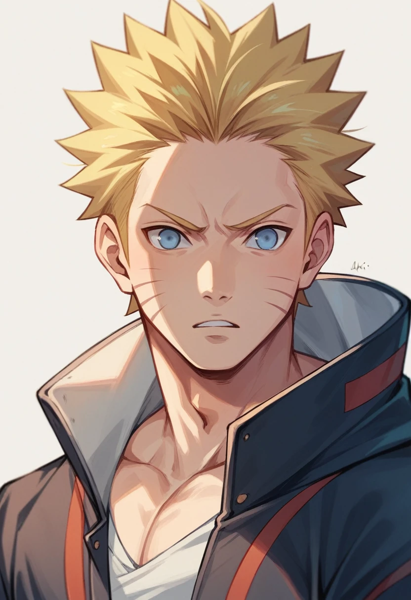 
A male Naruto Uzumaki who has blue eyes who has blonde and spiky hair has a cat&#39;s mustache completely naked and nude taking a bath
