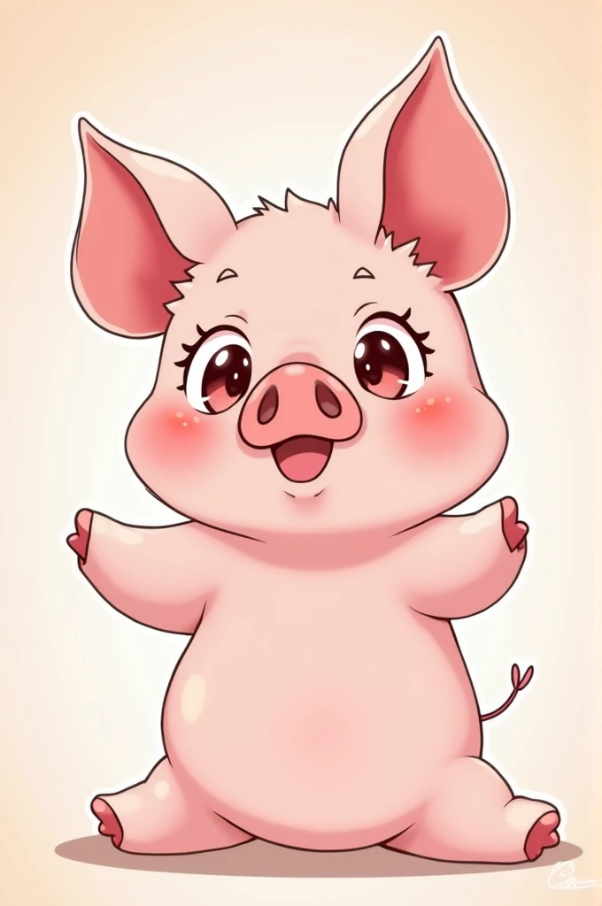 Shinobu pig with legs open