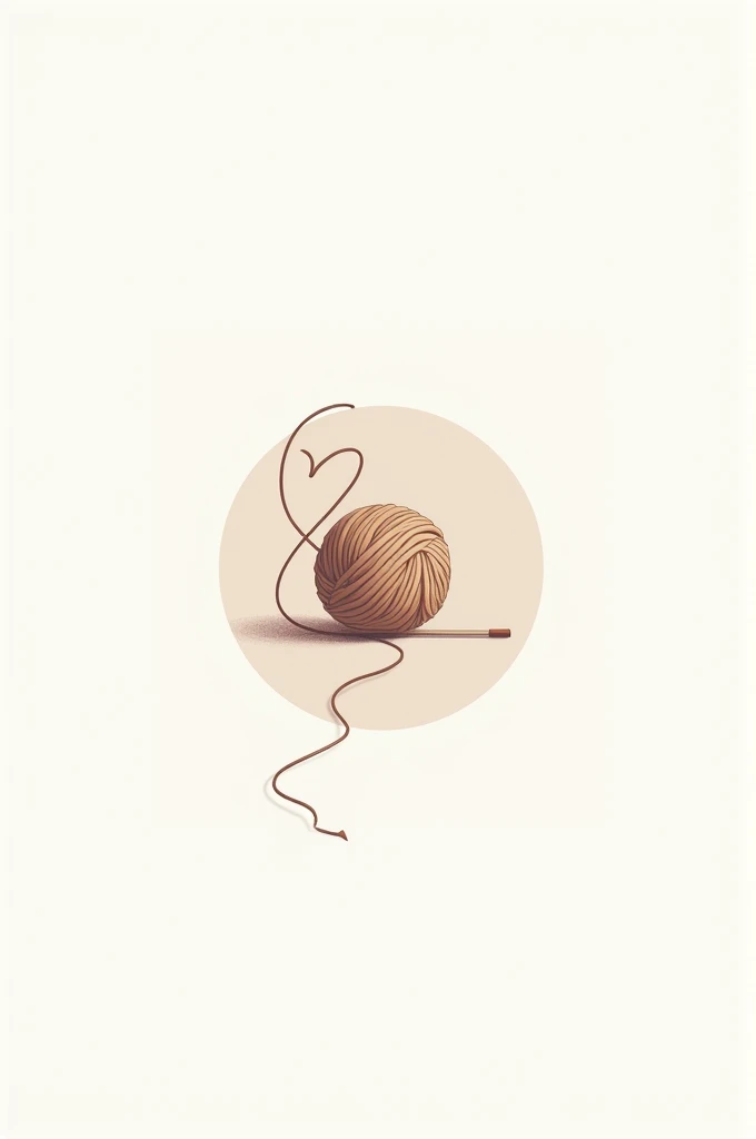 Logo for a craft company "Amor pelo Croche", ball of wool drawn with a piece of thread loose and forming a heart, Symmetry, modern