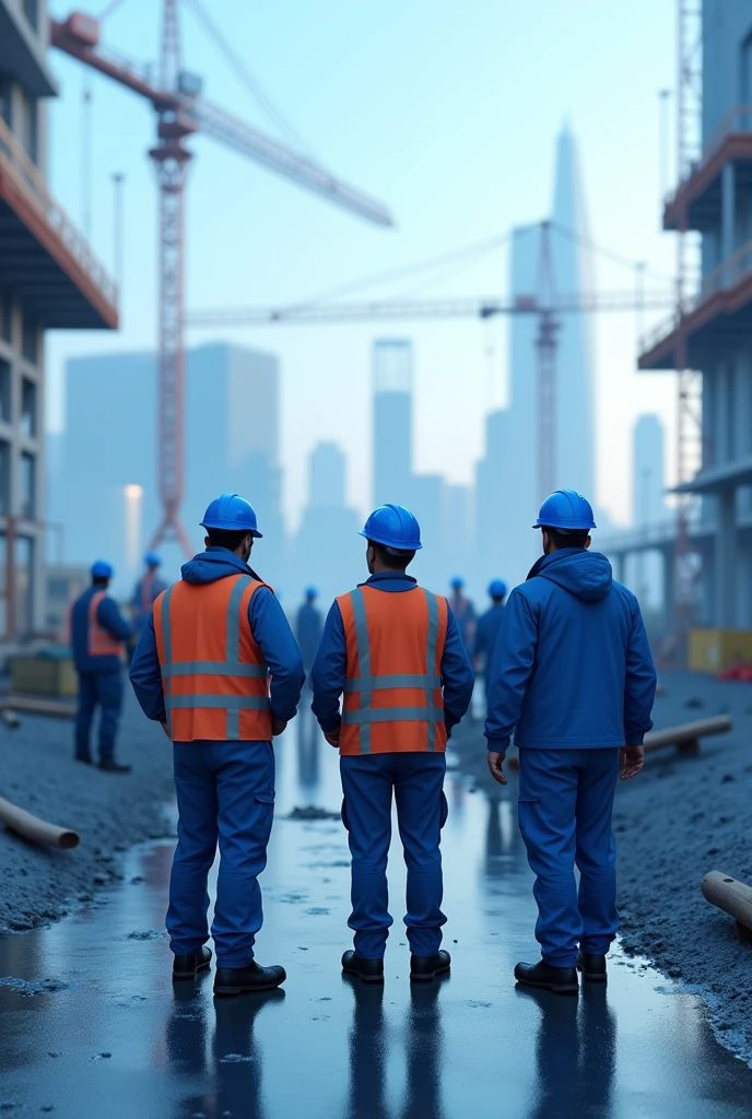 personal protective equipment in civil engineering with blue colors