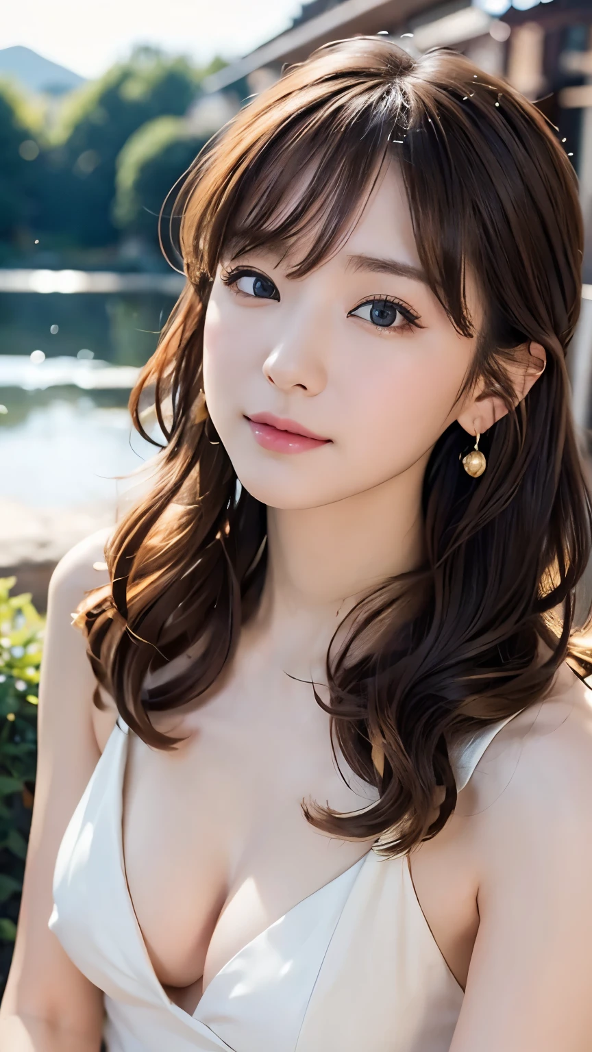 (Very delicate and beautiful: 1.2), 1 person, Robber Girl, bangs, Cute eyes, bow, Brown Hair, Mouth closed, landscape, Hair between the eyes, hair bow両手を上に上げる, Overreaching、Look Up、Looking at the audience, Medium Hair, alone, Upper Body, ((alone)), (masterpiece), blonde、Mr..々Pose in motion、With a smile、naked、Loosely inward wavy hair,Gold Necklace＿Big earrings,Extra Long Brown Hair、 ((深い森の中でオールヌードでOverreachingする美しい女性))、(nsfw:1.5)