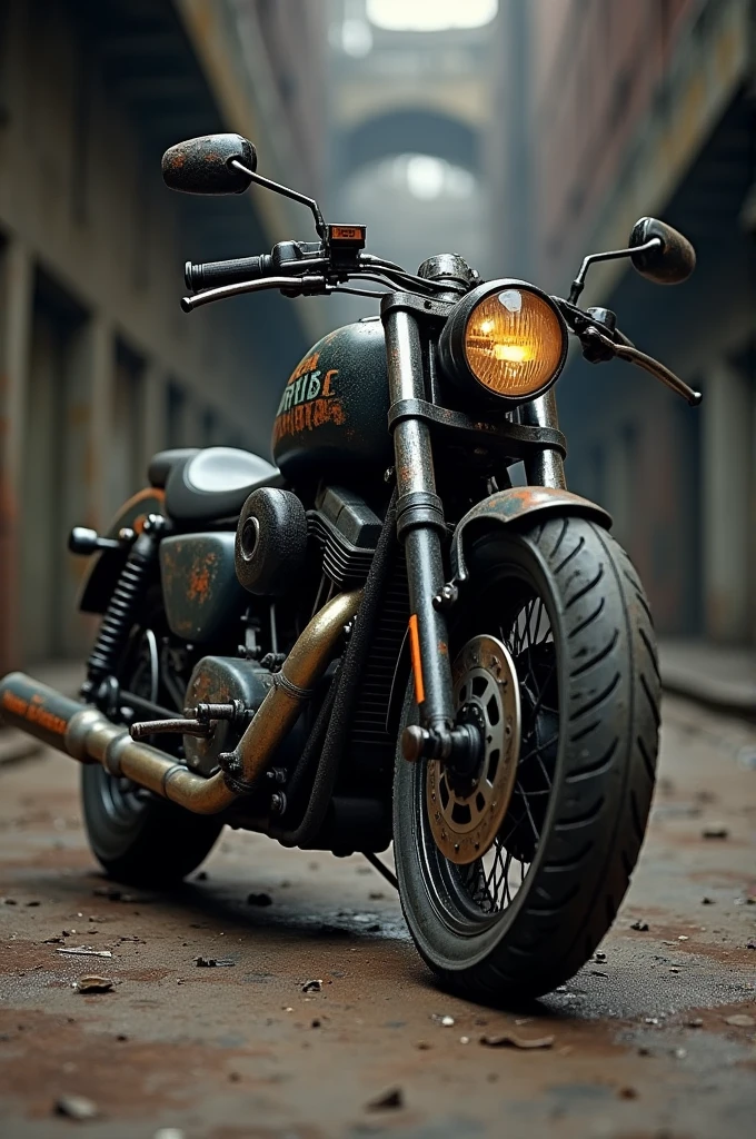 Make a black bike with rust from scratches