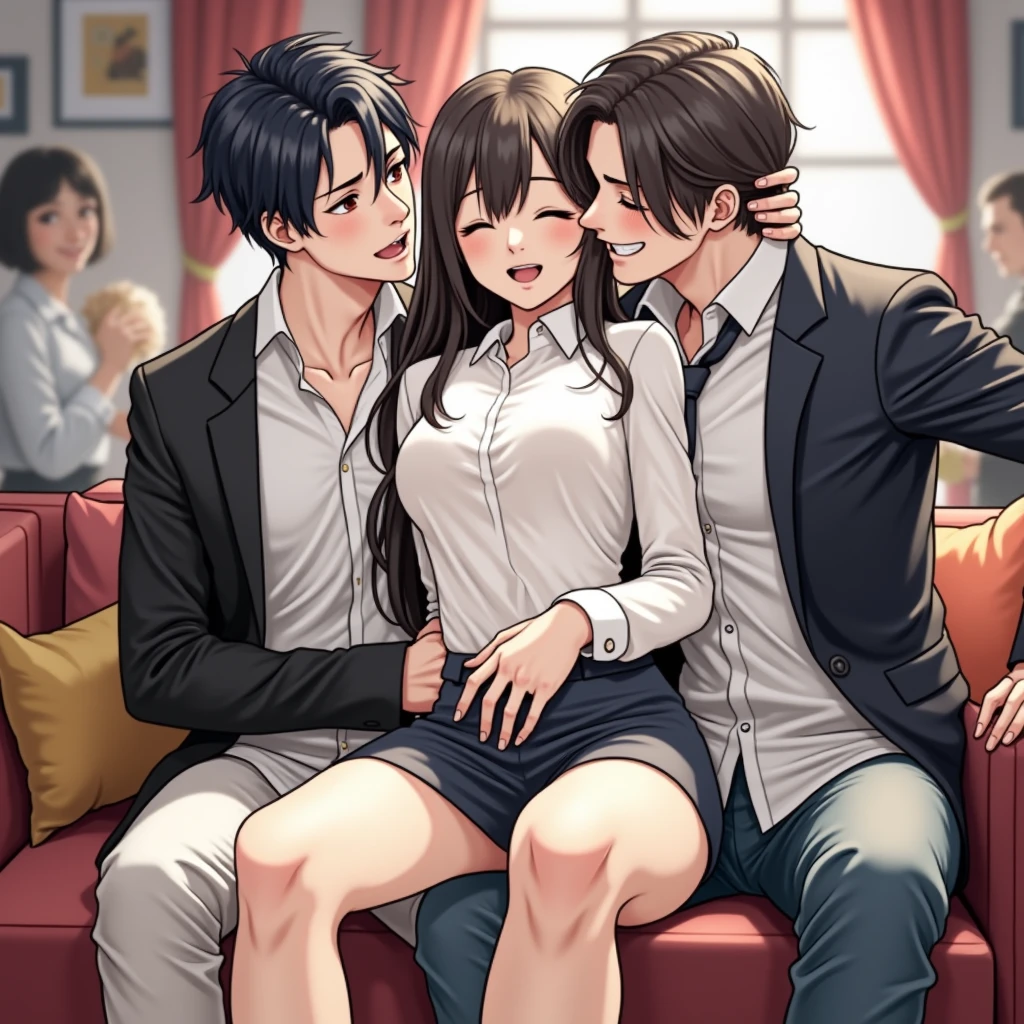 male2caught between people、Physical contact、nsfw、host、Drunk、Laughter、conversation