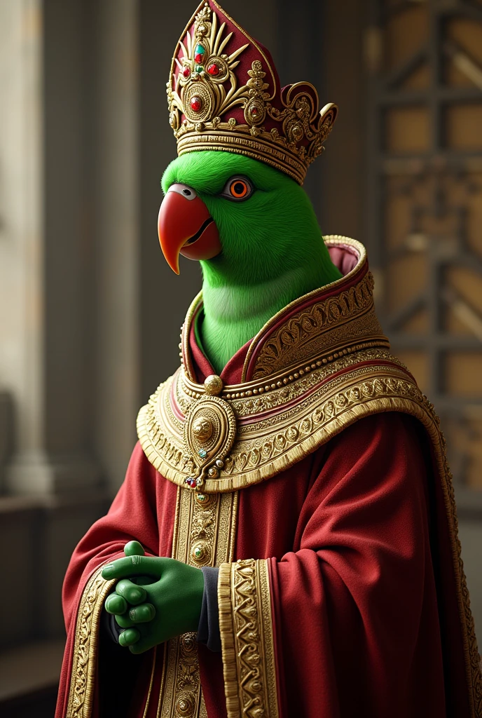 Amazon parrot in saint&#39;s attire 