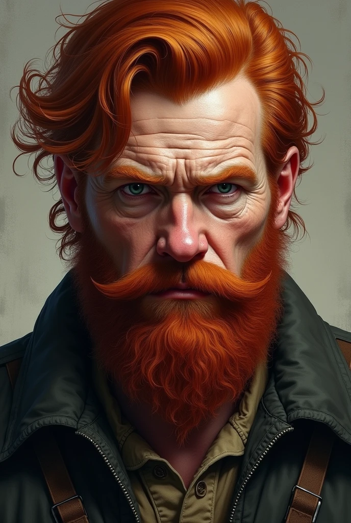 Draw me a red-haired man, with a red beard and goatee 