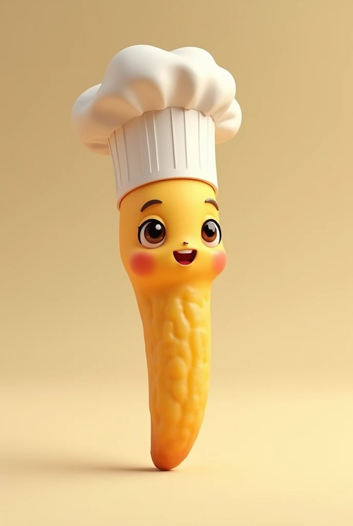 A French fry with an animated chef hat