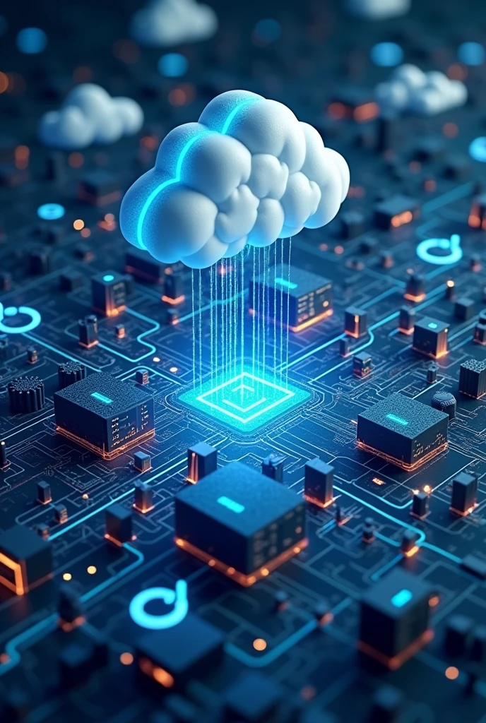 
Create an image that shows the IT Infrastructure and integrates networks, servers, databases and cloud