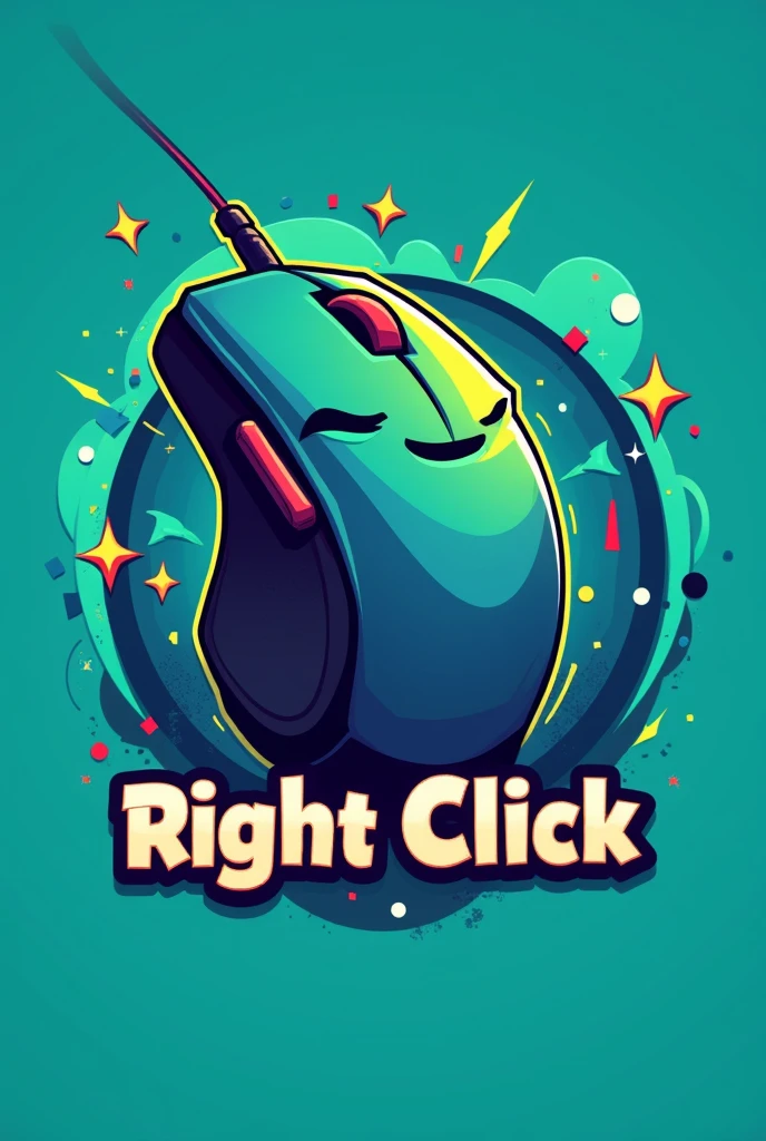 1. **Shape and color**: Use a rounded shape, to make the logo look friendly. The main color can be bright, For example, blue or green, with contrasting elements, such as white or black.
2. **mouse**: Place a gaming mouse in the center of the logo. Make sure, that she looks stylish and modern, with dedicated buttons and a wheel.
3. **wink**: One of "eye" mice (side part of the body, можно стилизовать в виде eye) can be depicted with an open slit, as if a mouse is winking. Второй eye можно сделать обычным.
4. **Font**: Use a playful and modern font called Right Click , which will be located under the arm.
5. **Design Elements**: Add outline games, such as pixel elements or graphics, associated with games to create atmosphere.