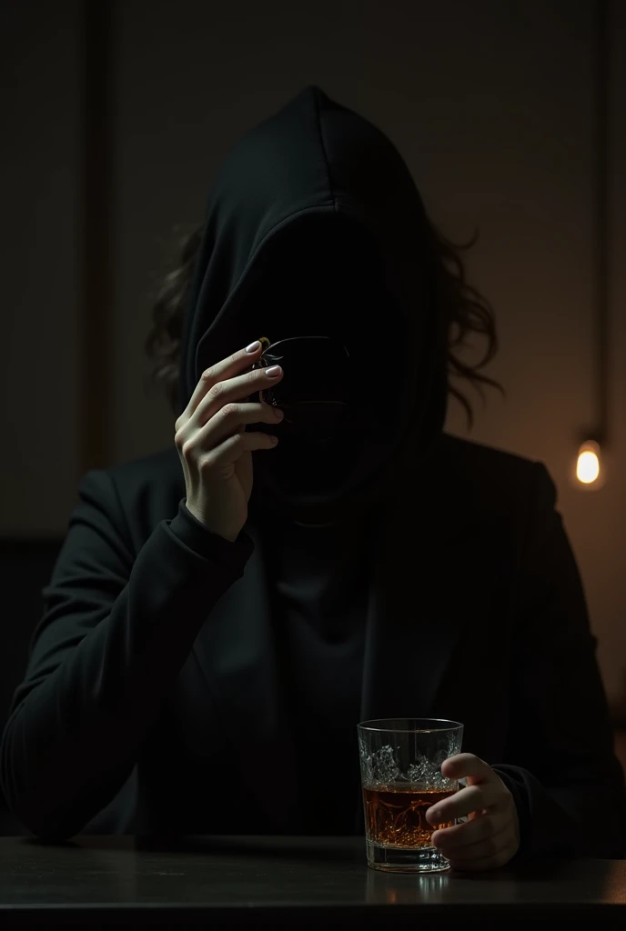 A person drinking alcohol but without seeing the face