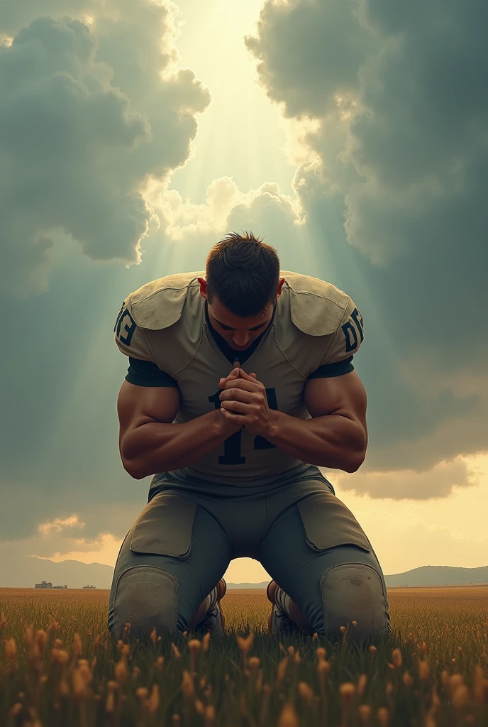 athlete kneeling praying