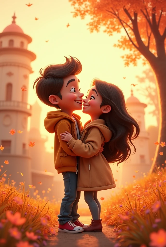 A happy couple,  
3d , pixar disney style, cinematic masterpiece, aesthetic 