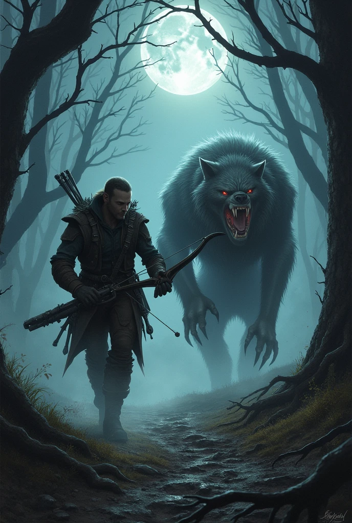 hunter chasing a werewolf