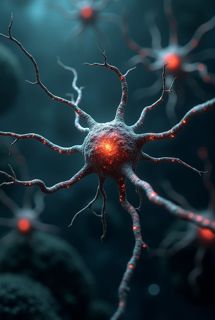 Neurons with destroyed myelin sheath of axons. Associating the electrical network with bare wires