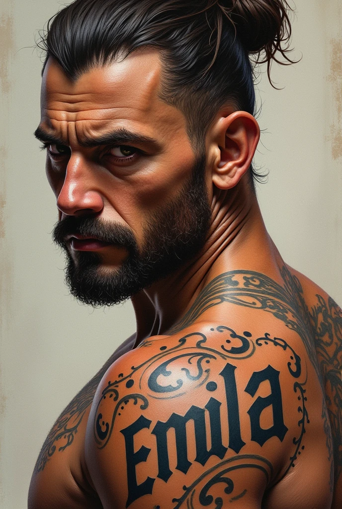 Man tattoo with the name Emilia