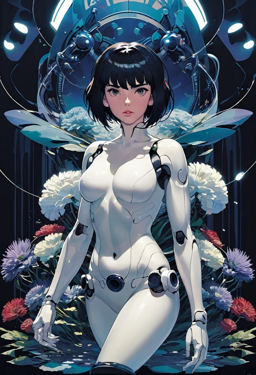 Ghost in the Shell's Motoko urinates while squatting、Full body view