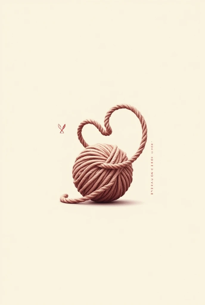 Logo for a craft company "Amor pelo Croche", ball of wool drawn with a piece of thread loose and forming a heart, Symmetry, modern