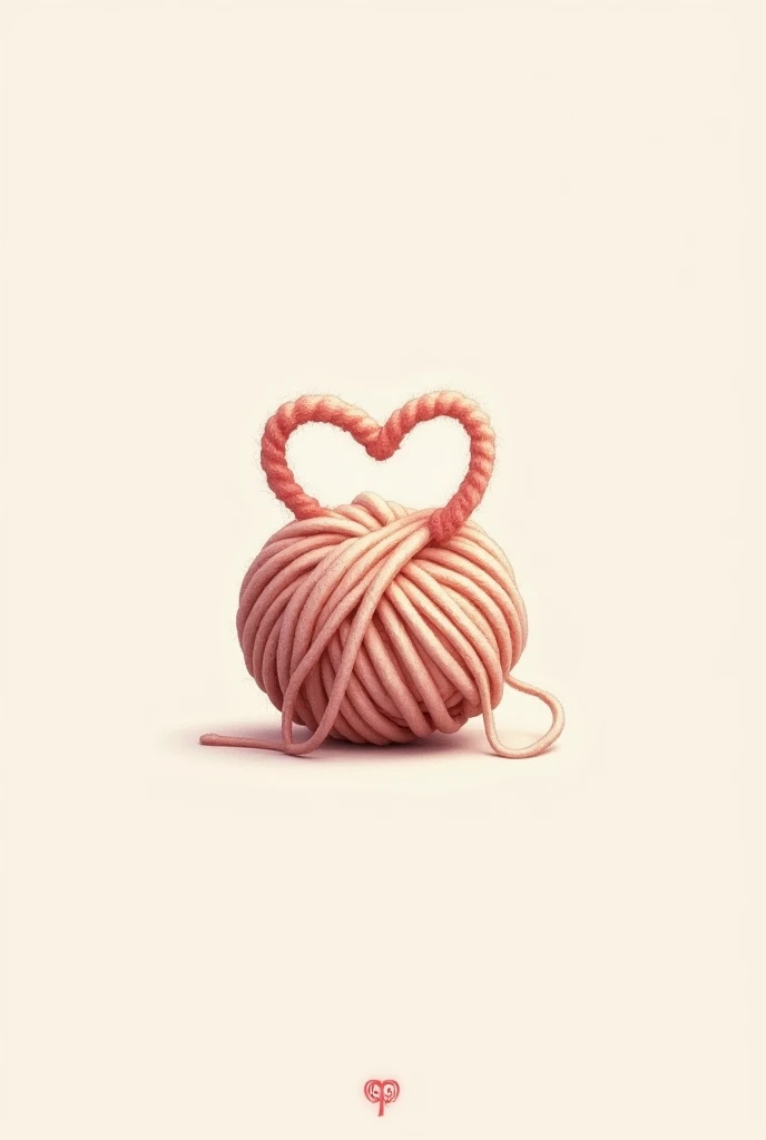 Logo for a craft company "Amor pelo Croche", ball of wool drawn with a piece of thread loose and forming a heart, Symmetry, modern