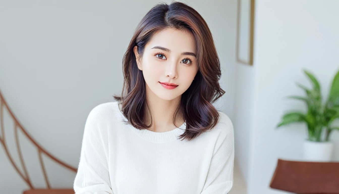 A beautiful woman with an intelligent and lovable aura