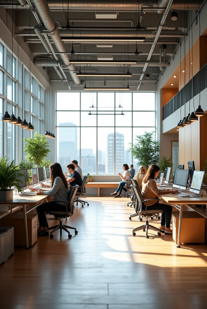 Create a large one-story office, with airy area, 