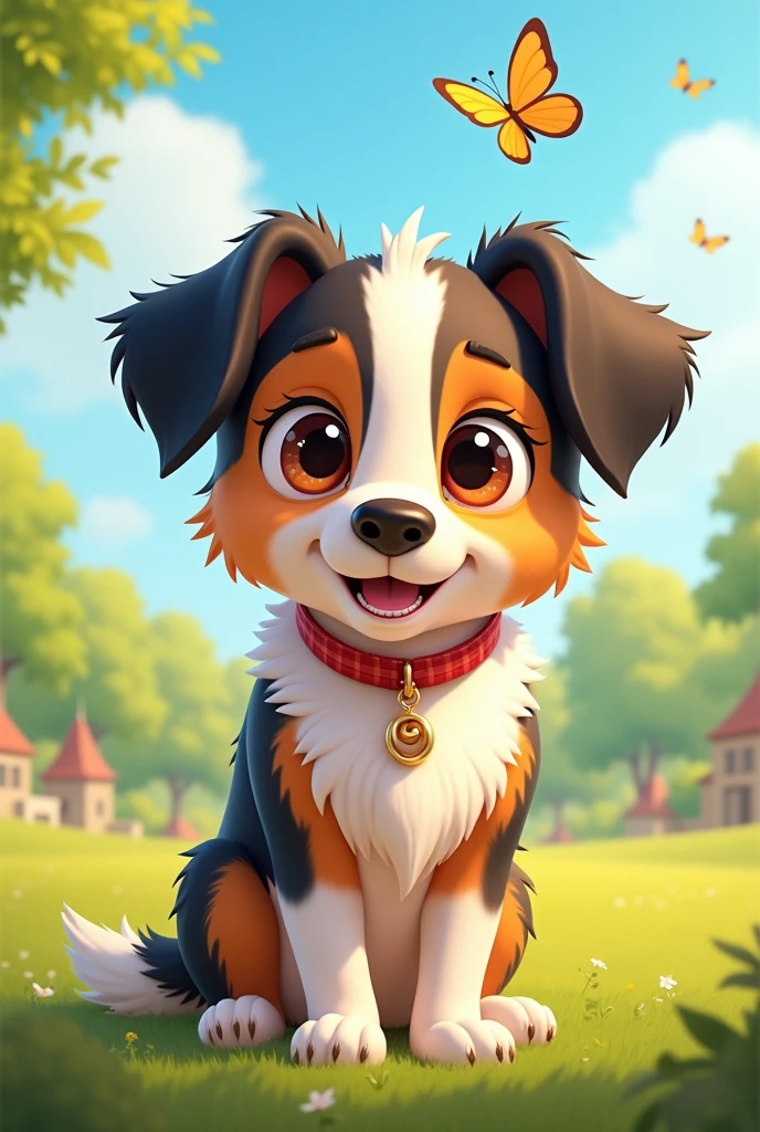 Cute Breton dog in animated version