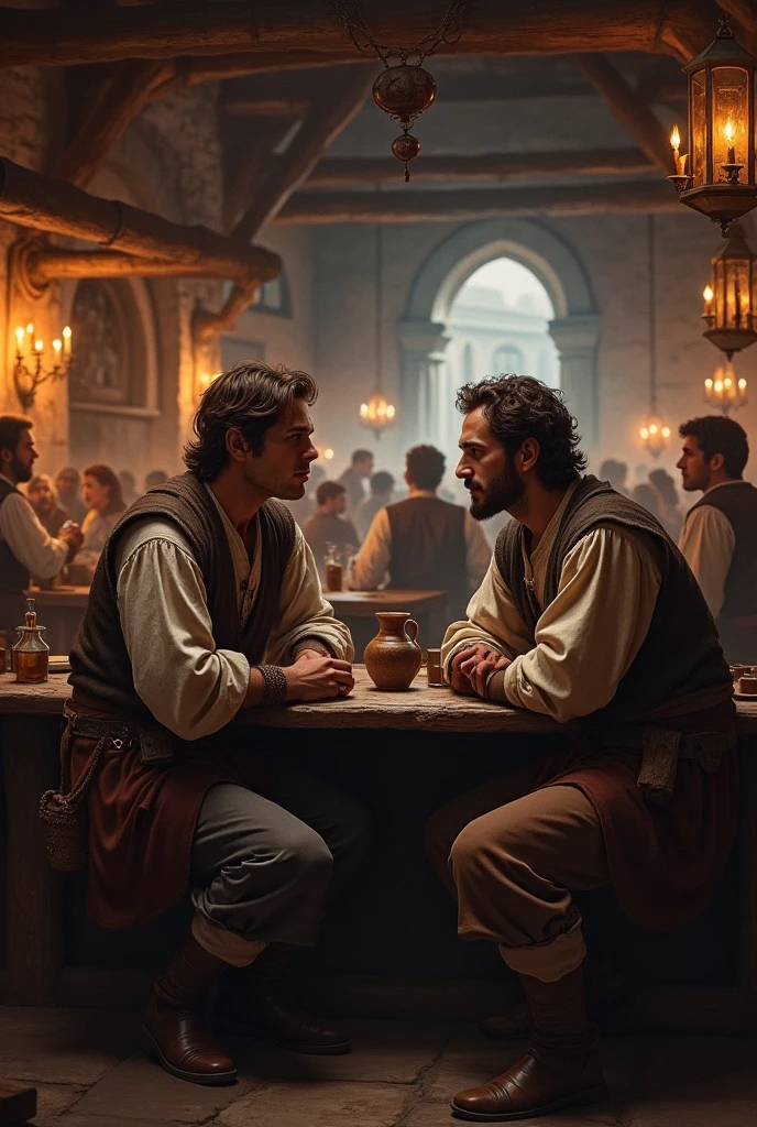 A man says to another man in a bar "Do you want to hear the music again??" In Medieval style