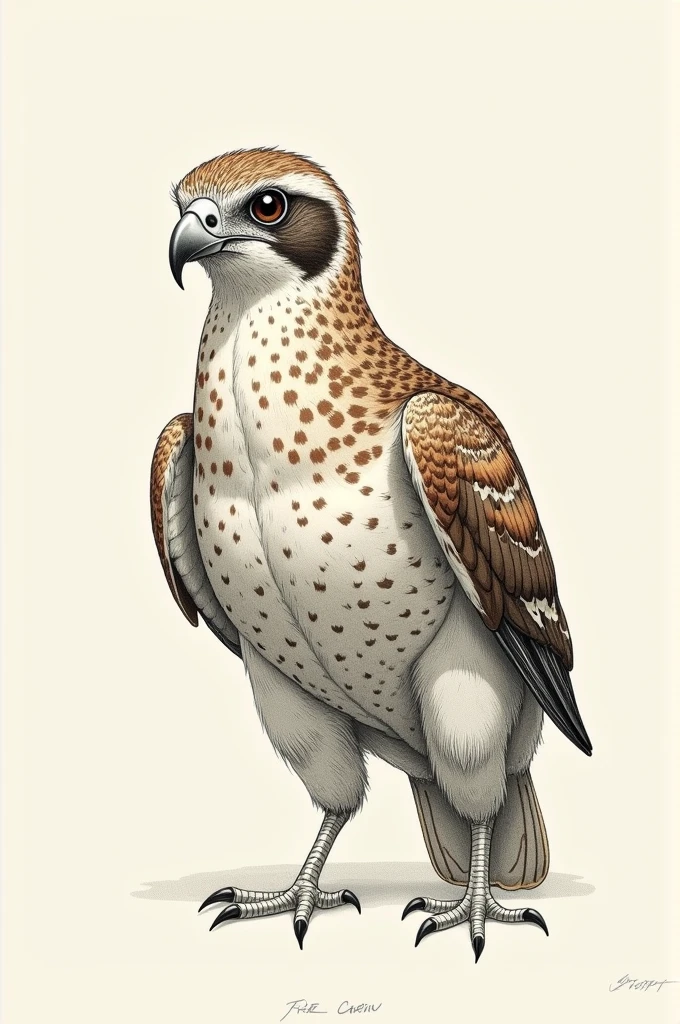 I want a photo of a spotted bird's arm, in drawing format. Showing off his toned arm