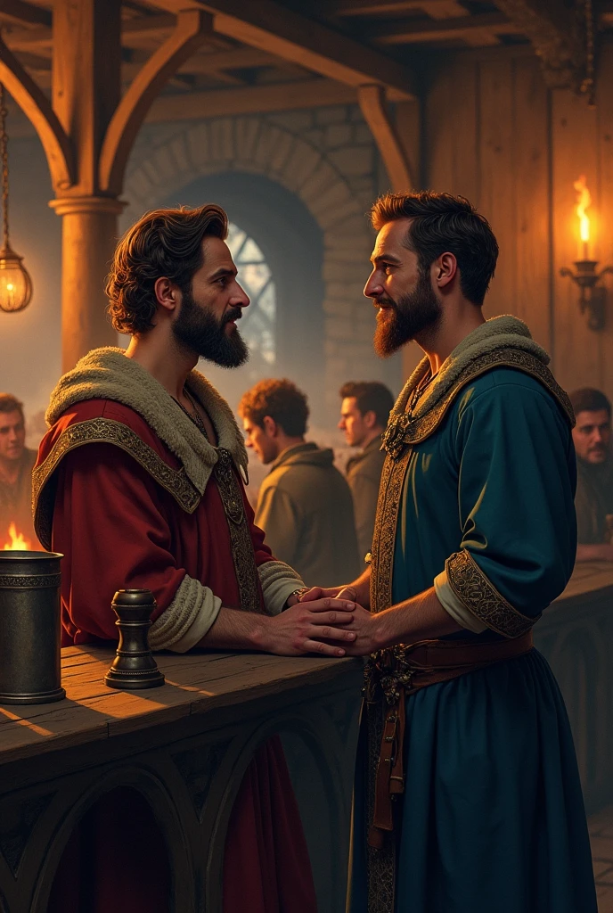 A man says to another man in a bar "Do you want to hear the music again??" In Medieval style