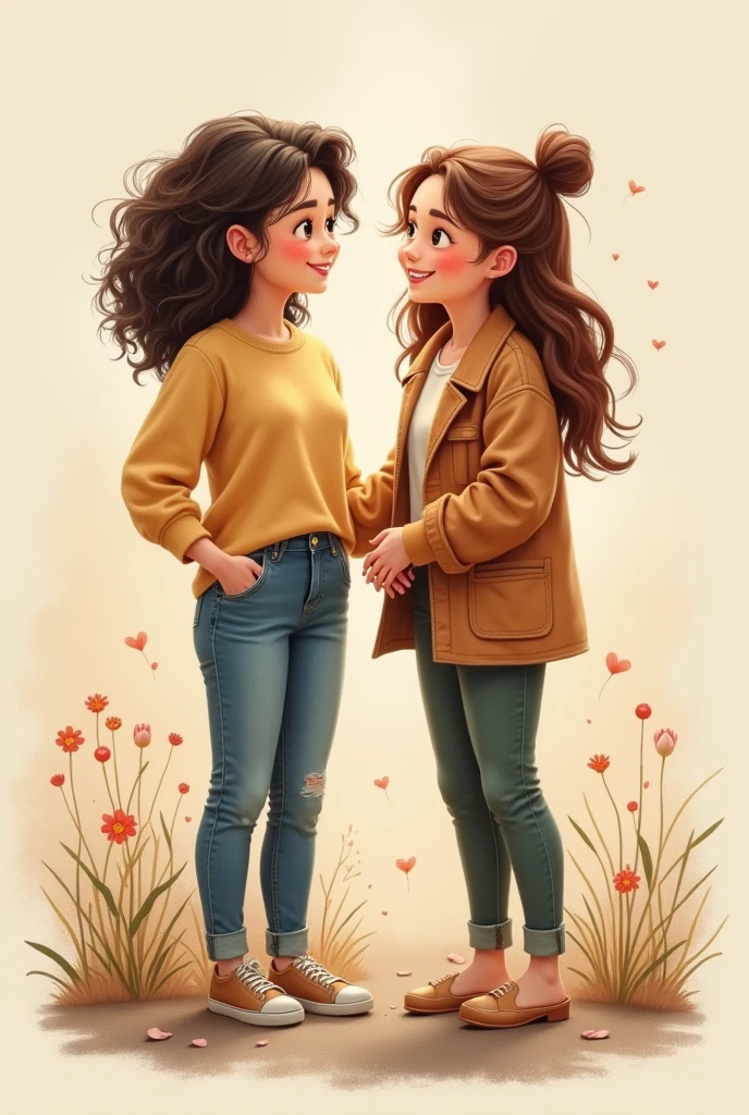 Drawing of friendship between one woman and another