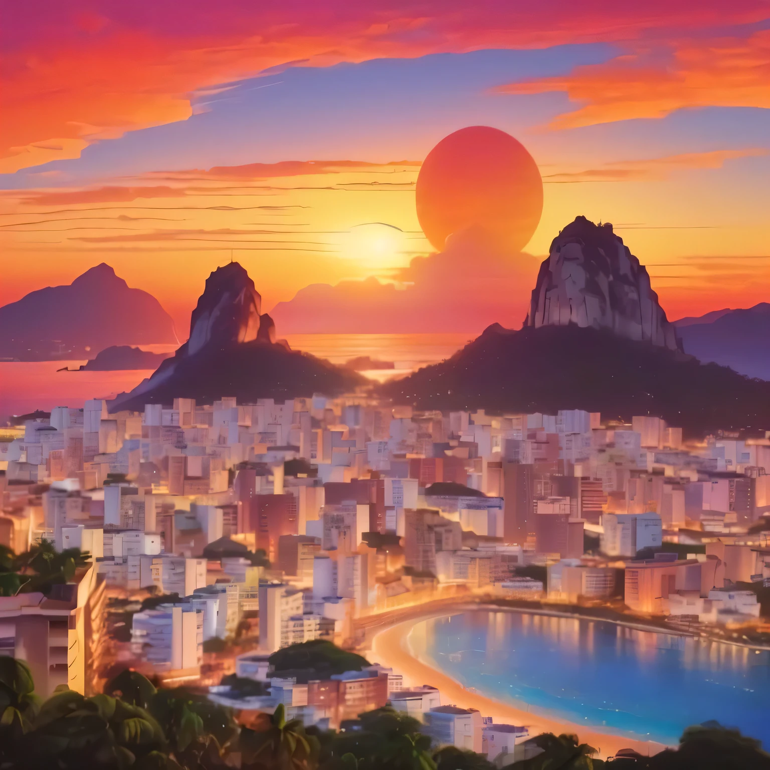 Riu, brazil, sunset, citys, beachfront, mountainscape, mar, sunset, sunset, sunset beachfront, sunset, sunset, sunset, sunset, sunset, sunset, Riu de janeiro in an anime film, Riu de janeiro, Riu de janeiro favela, sunset sunrise, beautiful citysscape, Sun rising, by Cesar Andrade Faini, by Felix Arauz