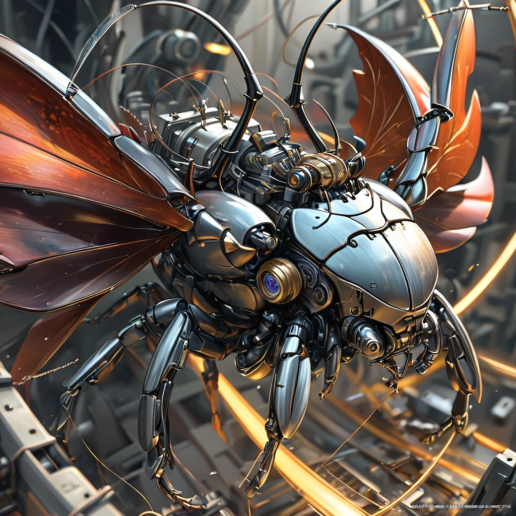 mechanical生物, Stag beetle, precision machine, mechanical, machinery, LED Eye, Wire Cable, (Super detailed, The absolute solution, Highest quality:1.3), 2.5D, delicate and dynamic, Artistic photography, Ultra-realistic, Graphics CG Digital Art