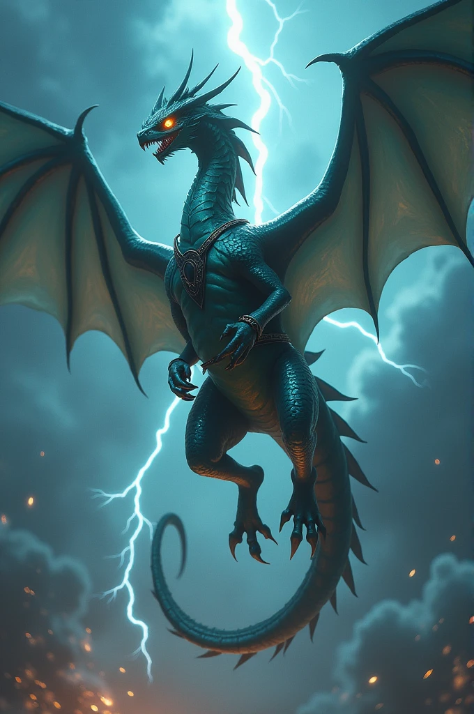 A dragon being tied up while falling but it's like Giratina but a European dragon