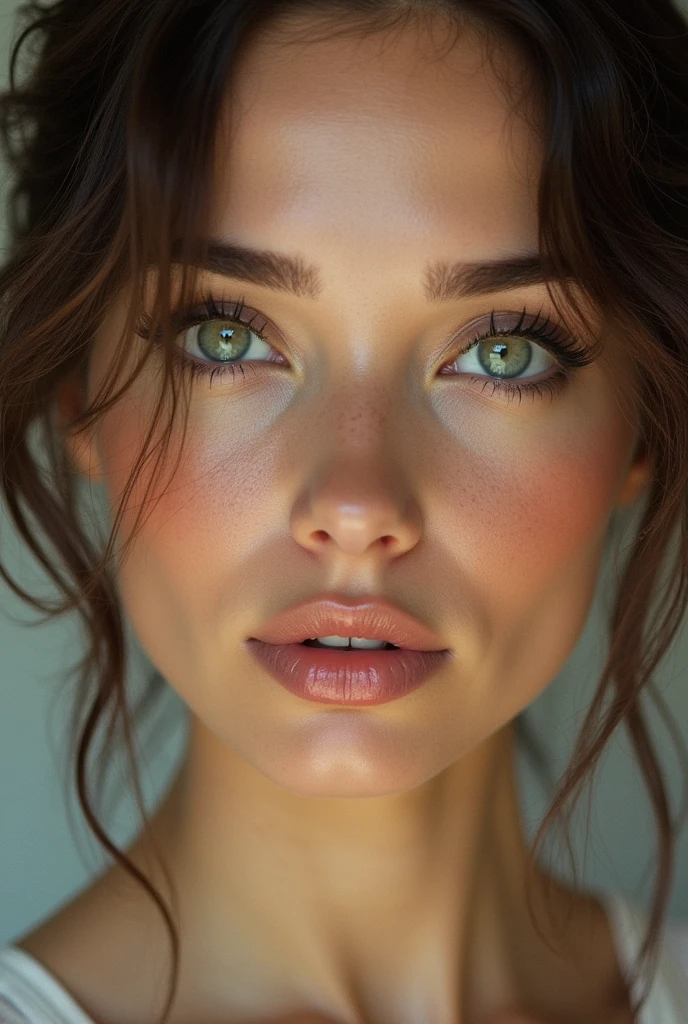 Beautiful woman's face mixes Jennifer Connelly's face and Jessica Alba's eyes