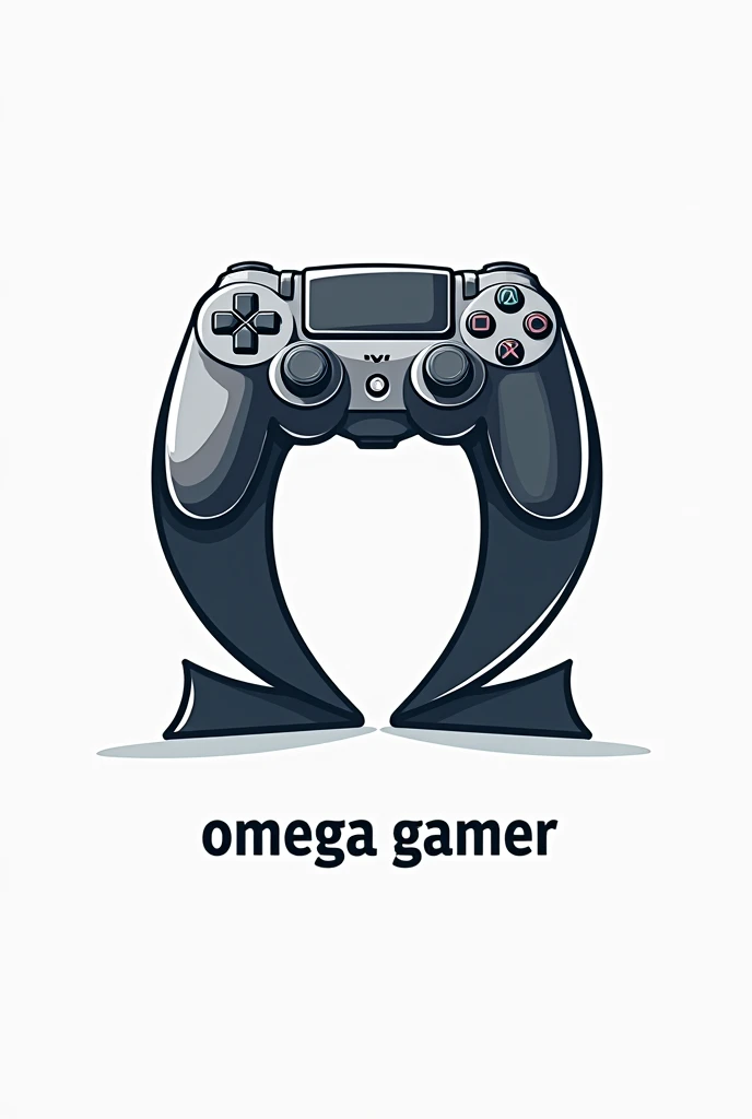 The letter o with a playstation pad inside it with writings below it saying omega gamer
