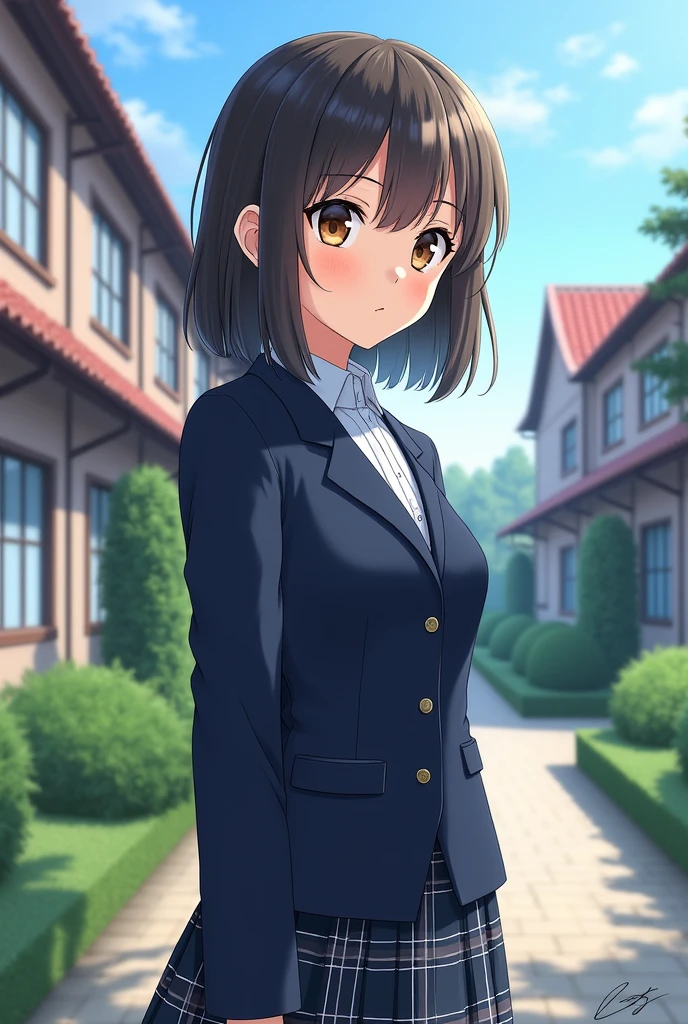 Junior high school girl　Wearing a uniform　Japanese
