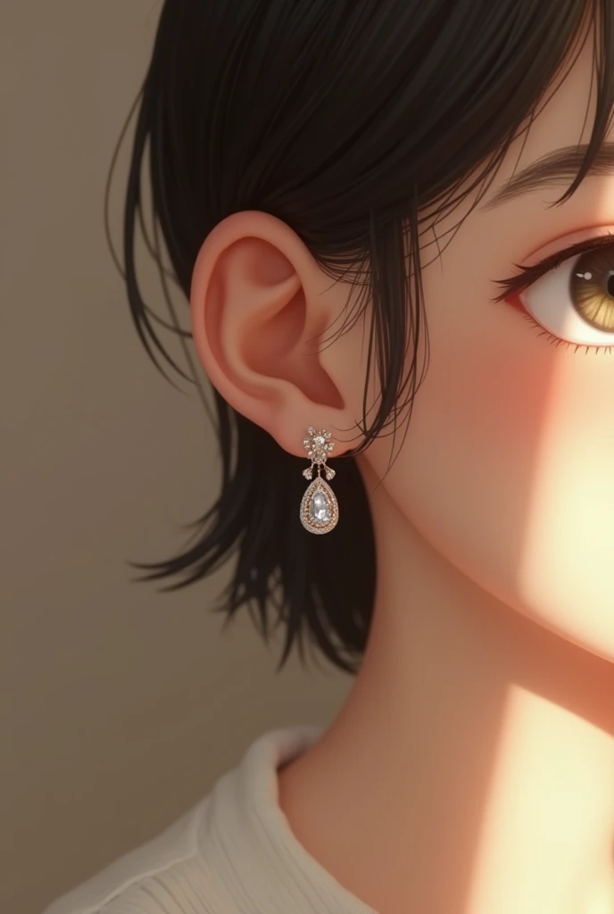 Small earring in a age girl's ear