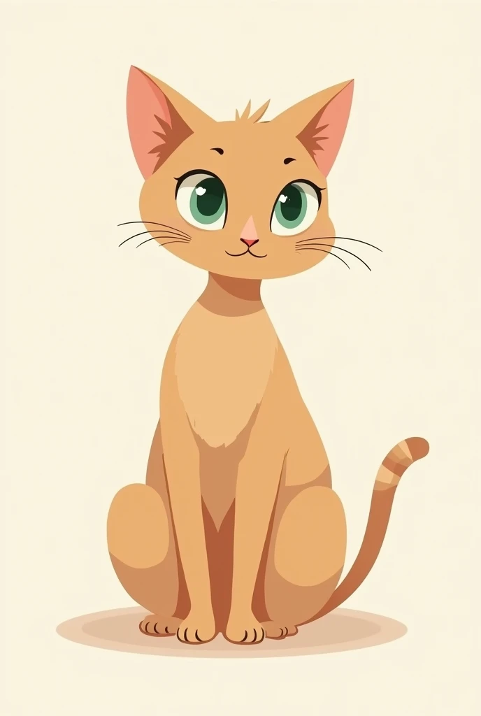 Create a minimalist drawing of a cute brown cat with green eyes
