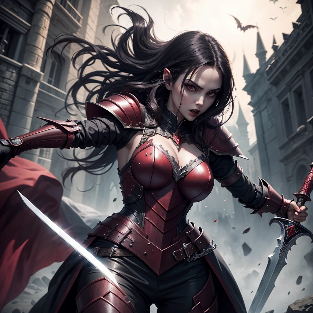 vampire woman with armor and sword