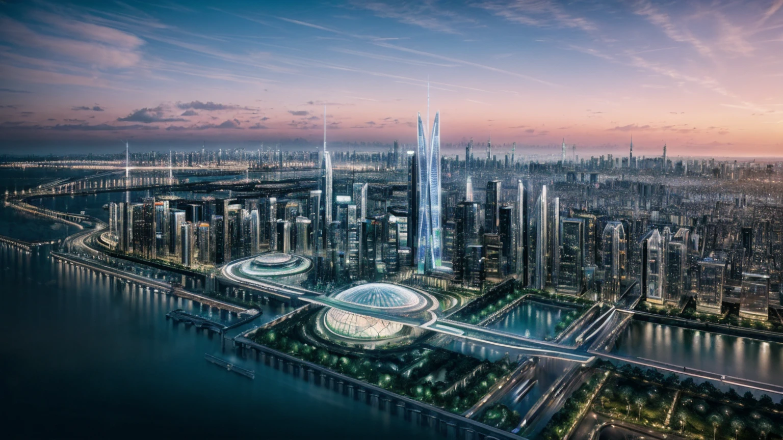 (Best quality,4K,8K,A high resolution,Masterpiece:1.2),Ultra-detailed,(Realistic,Photorealistic,photo-realistic:1.37),Futuristic floating city,Futuristic technology,Huge urban high-tech tablet platform,Airship,Floating in the sky,Futuristic city,Small airships around,High-tech hemispherical platform,Colorful lights,Advanced architecture,modernn architecture,skyscrapper,Access the cloud,Scenic beauty,view over city,Impressive design,Blend seamlessly with nature,energetic and vibrant atmosphere,Futuristic transportation system,Parking is suspended,Transparent path,Lush greenery,Sky gardens,cascading waterfalls,Magnificent skyline,reflections on the water,Sparkling river,Architectural innovation,futuristic skyscrapers,Transparent dome,The shape of the building is unusual,Elevated walkway,Impressive skyline,Glowing lights,Futuristic technology,Minimalist design,Scenic spots,Panoramic view,Cloud Piercing Tower,Vibrant colors,epic sunrise,epic sunset,Dazzling light display,magical ambiance,The future city,Urban Utopia,LuxuryLifestyle,Innovative energy,sustainable development,Smart city technology,Advanced infrastructure,Tranquil atmosphere,Nature and technology live in harmony,Awesome cityscape,Unprecedented urban planning,Architecture connects seamlessly with nature,High-tech metropolis,A cutting-edge engineering marvel,The future of urban living,Visionary architectural concept,Energy-efficient buildings,Harmony with the environment,A city floating above the clouds,Utopian dreams become reality,The possibilities are endless,State-of-the-art transportation network,Green energy integration,Innovative materials,Impressive holographic display,Advanced communication system,Breathtaking aerial view,Quiet and peaceful environment,Modernist aesthetics,Ethereal beauty