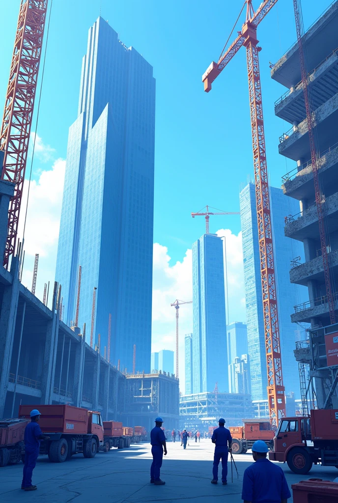 construction company named Urbplan carrying out a project with blue colors