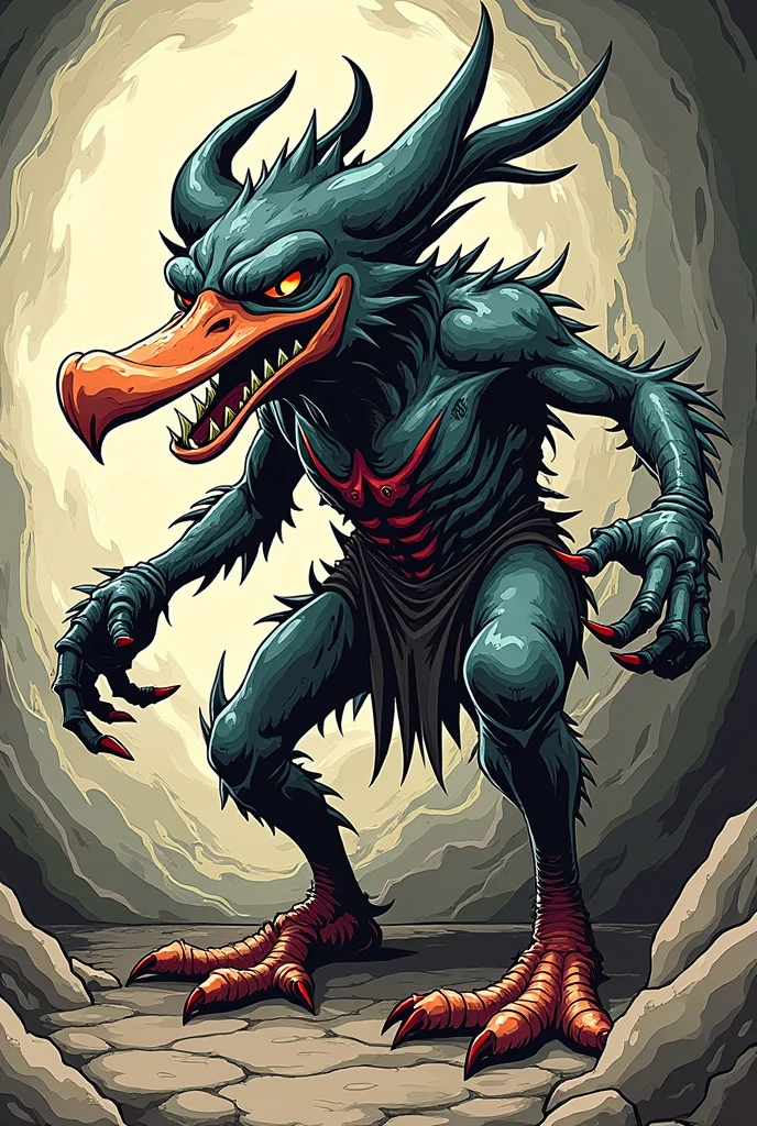 Demônio Pato in manga style, aberration,in manga style