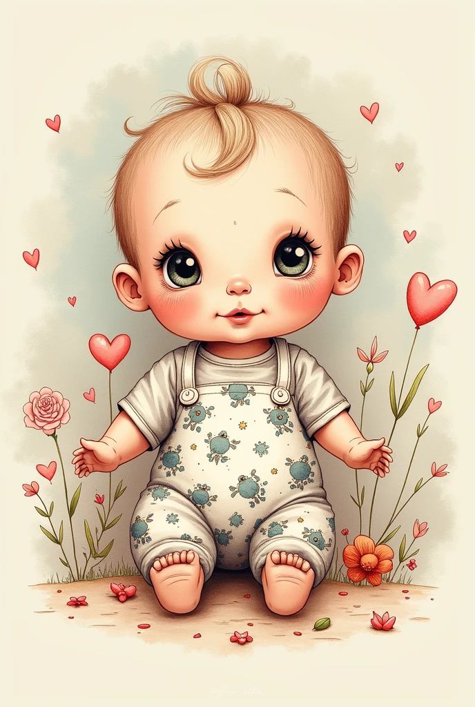 Design de baby Doll estampa de desenho