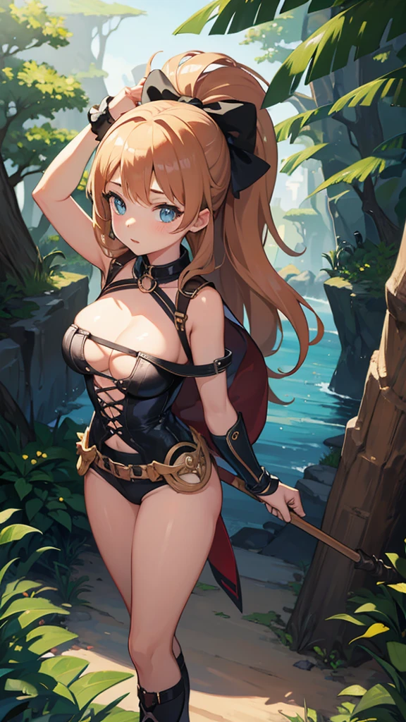 Scantily clad girl, explorer of a magical world