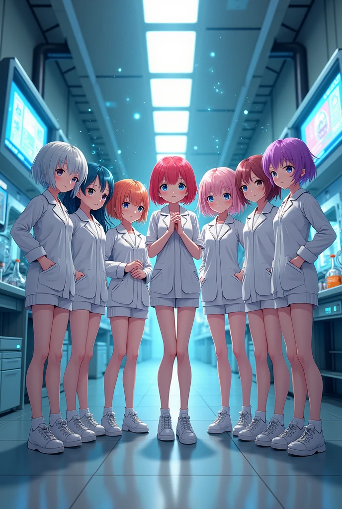 Create a group of 7 friends by creating clones in a laboratory with the anime trait