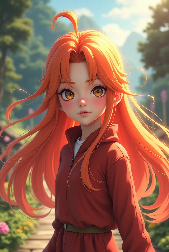 Naruto female version long hair Disney Pixar style.