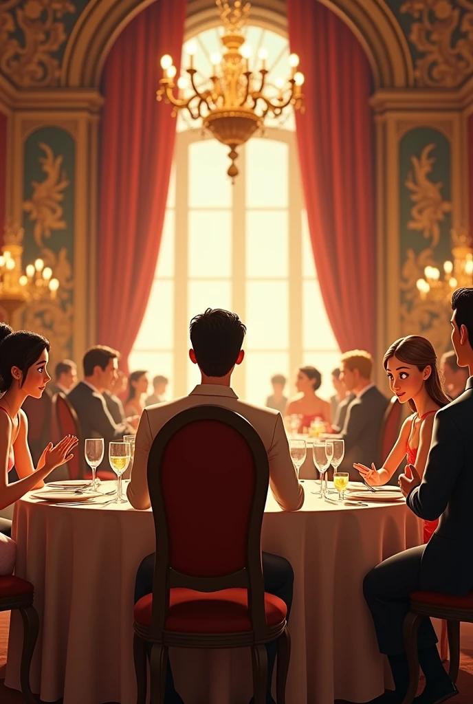 A non realistic background for an animation.
It should be a fancy restaurant in which our pov is us in a chair waiting for our partner for a date
I want the background w people