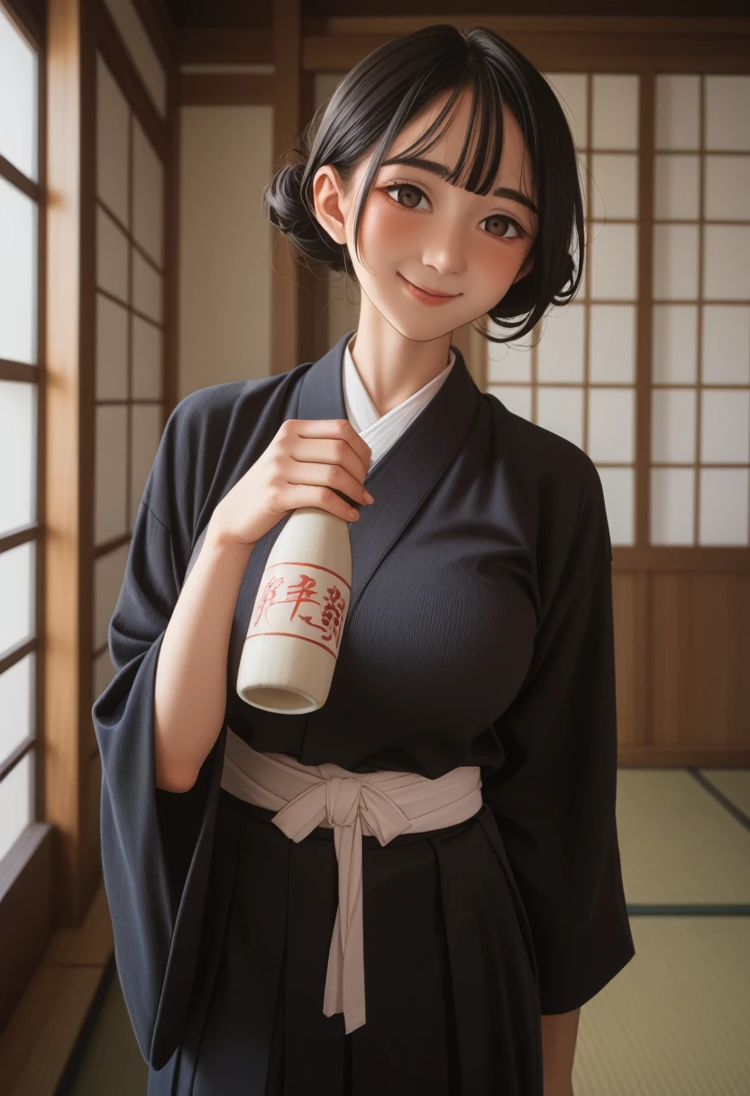 woman、cute、become intoxicated、drinking、Disheveled clothing、blush、Skin is visible、Big Breasts、smile、Japanese-style room、Japanese sake、Drunk、Take off your clothes、night、night景、Disheveled clothes