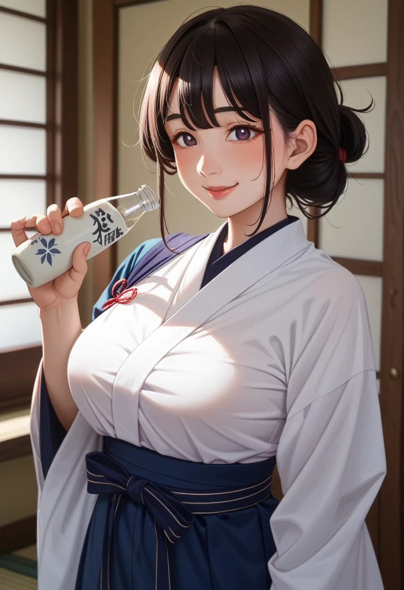 woman、cute、become intoxicated、drinking、Disheveled clothing、blush、Skin is visible、Big Breasts、smile、Japanese-style room、Japanese sake、Drunk、Take off your clothes、night、night景、Disheveled clothes