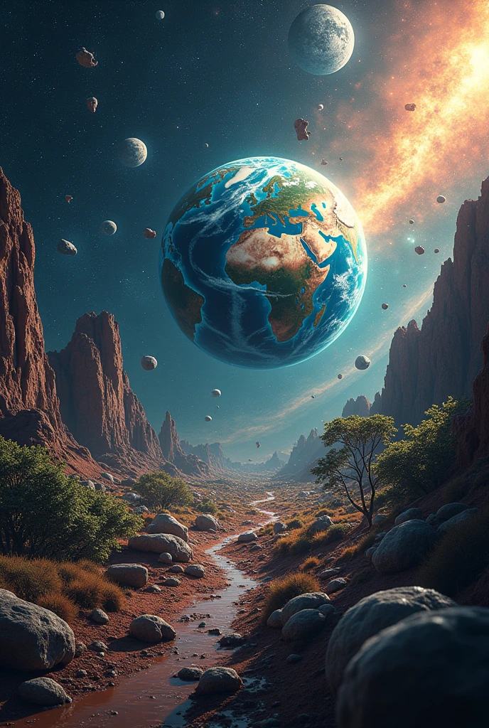 Make me an image where you explain the theory of panspermia